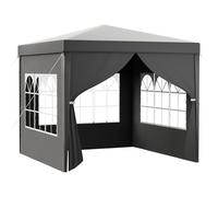 Toboli Gazebo 3 x 3 m in grigio con protezione UV 50+, tendone da giardino con lati rimovibili, tenda da festa con finestre, ad esempio per terrazze e festival