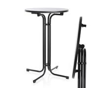 Toboli Tavolo alto da bar rotondo pieghevole nero Ø 80 cm h 110 cm per interno ed esterno