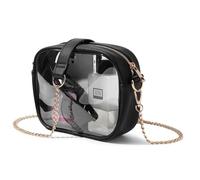 TOBVZOO Borsa trasparente approvata dallo stadio, borsa a tracolla trasparente per concerti, eventi sportivi, borse per uomini e donne, Nero - Catena Oro, L7.87" x H6.3" x W2.75", Alla moda