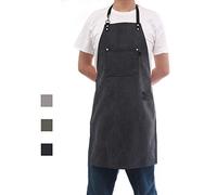 Tobyan Grembiule da cucina professionale per barbecue in cotone grigio per donna e uomo