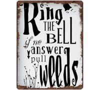 Toca el timbre si no hay respuesta. Arranca las malas hierbas. Letreros de hojalata vintage para calle, garaje, cafetería, bar, granja, pared, baño, decoración, manualidades, letrero de hojalata de m