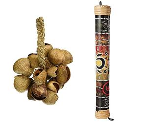 Toca To804444 T-Ss Seed Shell Shaker Con Manico & Meinl Percussion Rainstick RS1BK-S, Nero, Bastone della pioggia