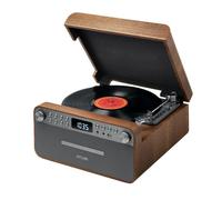 Microcatena Muse MT-118 AT con giradischi, lettore CD, Bluetooth, radio FM e altoparlanti 25 W Marrone/Grigio - Nouvo