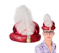 TocaFeank Cappello da - Fascia per la testa degli uomini sultano | Con piume e paillettes di perle Design Sultan Head Wrap Turbante Aspetto lucido per il teatro