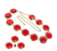 TocaFeank Cintura con gemma rossa | Cintura rossa con catena gioiello | Cinture a catena con strass regolabili per costumi cosplay anime | per per costumi in pietra rossas con collegamento