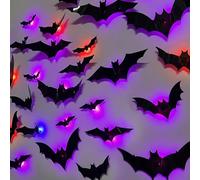 TocaFeank Decorazione a LED del Design del Pipistrello 3D | 36 Pezzi Adesivo Parete Pipistrello Assortito | Batti in 3D Halloween | DECIVIMENTO della Parete Pipistrelli Luminosi per Forniture