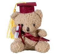TocaFeank Orso di laurea, orso di laurea peluche | Giocattolo peluche da 5,1 pollici con cappello e certificato - Souvenir di laurea per decorazioni per la casa sugli scaffali da tavola