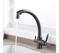 Tocca cucina a 3 vie - Black 3 in 1 rubinetto del mixer con beccuccio girevole a 360 ° Acqua calda/fredda Purificatore di acqua potabile Dual Mode - Perfetto per le cucine moderne Aqiong