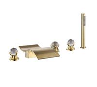 Tocca del mixer da bagno moderno con cascata doccia a 5 fori tocco di vasca con cascata per doccia a mano per montare il ponte con 3 moderni rubinetti del mixer da bagno moderno LWX