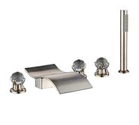 Tocca del mixer da bagno moderno con cascata doccia a 5 fori tocco di vasca con cascata per doccia a mano per montare il ponte con 3 moderni rubinetti del mixer da bagno moderno LWX