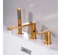 Tocca del mixer da bagno moderno con doccia a cascata vano da bagno tocco 3 fori in ottone singola maniglia g1/2 connessione lavandino da bagno e rubinetti da bagno set di rubinetti da bagno set oro