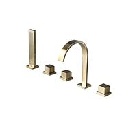 Tocca del mixer da bagno moderno con le cascata della doccia a cascata tocco da bagno con doccia a mano set da bagno set vano vano da bagno tap mazzo da bagno montato tocca 3 maniglie 5 fori cromati