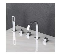 Tocca del mixer da bagno moderno con le cascata della doccia a cascata tocco da bagno con doccia a mano set da bagno set vano vano da bagno tap mazzo da bagno montato tocca 3 maniglie 5 fori cromati
