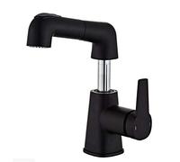 Tocca del mixer per bacino con spray spray tocchi da bagno in ottone calda e fredda modalità di bolla regolabile in modalità doccia multifunzione retrattile lavandino bagno-nero-nero (Cromo)