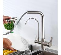 Tocca del mixer per lavello da cucina a 3 vie con soffione cromata, rubinetto filtro per acqua a doppia modalità per la pulizia e le soluzioni di acqua potabile LWX
