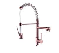 Tocca del mixer per lavello da cucina nera e rosa con design a molla di copertura a doppio beccuccio per cucine moderne durevoli e facili da installare perfettamente per la ristrutturazione della