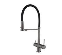 Tocca della cucina a 3 vie - Filtro ad acqua calda e fredda rubinetto grigio elegante e oro spazzolato perfetto per l'acqua potabile design moderno facile qualità di installazione LWX