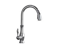 Tocca della cucina, rubinetti per lavello da cucina, rubinetto da cucina in bronzo nero, tiro a spruzzo spray e mixer freddo, maniglia a foro singolo in ottone 360 gradi, per bagno da cucina (nichel