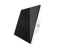Tocca l'interruttore della luce, Interruttore tattile Smart RF433 aggiornato 2/3 vie Smart Life/Controllo app Tuya, Controllo vocale domestico 1/2/3 Gang(3 Gang Black)
