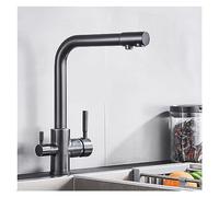 Tocca per cucina da cucina grigia nera cromata con mixer caldo e mixer freddo per un semplice sistema di filtrazione elegante e acqua potabile. Aqiong