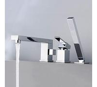 Tocca per doccia da bagno moderna tocco da bagno a 3 fori tocco con doccia a mano estesibile miscelatore da bagno cromata set di acqua calda e fredda a bagnomaria LWX