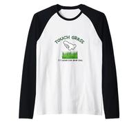 Tocca Un po 'di Erba è Buono per la Tua Anima Touch Grass Meme Maglia con Maniche Raglan