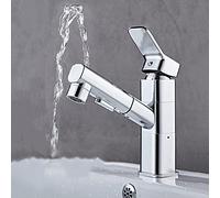 Tocche per il bagno con rubinetti a trazione per bacino da bagno caldo e freddo buco singolo taglio nero (nero) (cromo) LWX