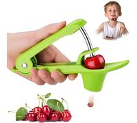 Tocciolatore di ciliegie, in acciaio inox, per rimuovere i semi di ciliegie, per rimuovere rapidamente le pietre di frutta (verde)