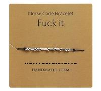 Toced 2 paia di braccialetti Morse Code placcati in argento con perline su cordoncino di seta, braccialetto dell'amicizia regalo con biglietto di significato, messaggio segreto regalo per amici