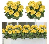 TOCHGREEN Gerani finti artificiali per esterni, resistenti ai raggi UV, geranio giallo, 2 mazzi, fiori in finta seta, per esterni, casa, matrimonio, giardino, veranda, tavolo, centrotavola,