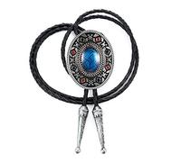 Tochispa Cravatta turchese bolo, fatta a mano western cowboy lega naturale mix cuoio sposa Bola cravatta (blu olio bolo cravatta), Blu