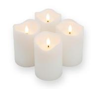 ToCi 4 candele a LED bianche Ø 7,5 x 15 cm - Candele senza fiamma in vera cera con timer e stoppino nero - Candele a LED per Avvento, funerale e decorazione da tavolo - Funzionamento a batteria