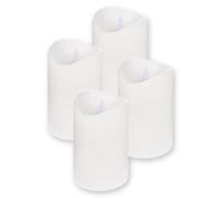 ToCi 4 candele a LED bianco Ø 7,5 x 10 cm - Candele in vera cera senza fiamma con fiamma mobile e timer - Candele a colonna con luce LED per Avvento, decorazione, funebre