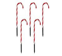 ToCi 5 bastoncini di zucchero a LED, 74 cm, illuminazione natalizia per esterni e interni, catena luminosa con 40 LED e picchetti, funzionamento a batteria, decorazione natalizia IP44