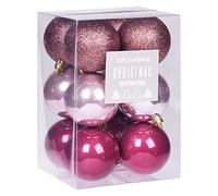 ToCi Set di palline di Natale rosa, 12 pezzi, diametro 6 cm, decorazione natalizia, decorazione per albero di Natale, ciondolo lucido opaco glitterato