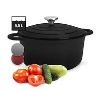 Tocis Big BBQ ToCi Pentola Ghisa Smaltata,Casseruola Forno Olandese 5.5L,Casseruola in Ghisa Cocotte da Forno Anti Perdite,Pentola in Ghisa con Coperchio,Pentola Olandese Lavabile in Lavastoviglie