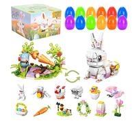 Toclsixz Set di 360 mattoncini pasquali per bambini, giocattolo da costruzione 12 in 2, per conigli e carote con 12 uova di Pasqua, regalo per creatori e bambini a partire dai 6 anni in su