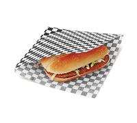 Tocnvoe - 200 Pezzi di Carta Alimentare Anti Grasso, 19x17 cm, Modelli Scozzese Bianco Nero, Durevole, Resistente All'umidità e al Grasso, Sacchetto di Carta per Panini, Hamburger, Snack