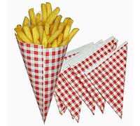 Tocnvoe - Carta Cono, 100 unità, Il Contenitore per Patatine Fritte, Paper Cone, Carta Oleata, Sacchetti Anti Grasso, Sacchetti di carta, Piatti da Asporto, 17x17x23 cm