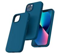 TOCOL 5 in 1 Cover iPhone 13, 2 Pellicola Vetro Temperato + 2 Pellicola Fotocamera, Custodia iPhone 13 Silicone Liquido Antiurto 360 Gradi Protezione Case - Blu Notte