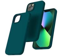 TOCOL 5 in 1 Cover iPhone 13, 2 Pellicola Vetro Temperato + 2 Pellicola Fotocamera, Custodia iPhone 13 Silicone Liquido Antiurto 360 Gradi Protezione Case - Grigio Verde