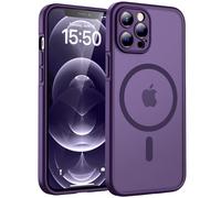 TOCOL Cover Magnetica per iPhone 12 Pro Max 6,7 Pollic, Compatibile con MagSafe, Protezione Fotocamera Integrata, Custodia Antiurto Traslucida Opaca, Viola Intenso