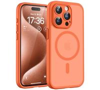 TOCOL Cover Magnetica per iPhone 15 Pro Max 6,7 Pollic, Compatibile con MagSafe, Protezione Fotocamera Integrata, Custodia Antiurto Traslucida Opaca, Arancione