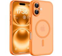 TOCOL Cover Magnetica per iPhone 16 6,1 Pollic, Compatibile con MagSafe, Protezione Fotocamera Integrata, Custodia Antiurto Traslucida Opaca, Arancione