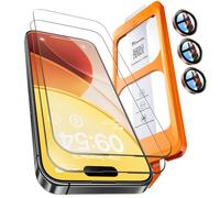 TOCOL Pellicola Vetro Temperato per iPhone 15 Pro Max con Pellicola Fotocamera, Rimozione Automatica Della Polvere, Senza Bolle, Anti-Impronte, Durezza 9H, Copertura Completa, Rosa Oro