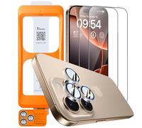 TOCOL Pellicola Vetro Temperato per iPhone 16 Pro Max con Pellicola Fotocamera, Rimozione Automatica Della Polvere, Senza Bolle, Anti-Impronte, Durezza 9H, Copertura Completa, Trasparente