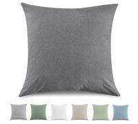 TOCOMOA Federe Cuscino Letto 40x40 cm Set Da 2, Copricuscino Letto Cotone Lavato Al 100%, Aspetto Lino E Federa Traspirante Grigio scuro Con Cerniera