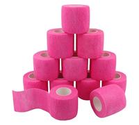 Tocone 12 Rotoli Benda Elastica Bendaggio Adesiva Coesiva Benda Nastro Elastico Autoadesivo Salvapelle Sport Nastro Bendaggio Sportivo per Mani, Piedi, Ginocchia, Braccia 5cm x 4.5m (Rosa)
