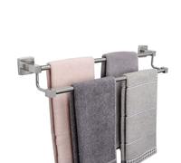 TocTen Doppia barra portasciugamani da bagno - spesso in acciaio inox SUS304 per bagno, accessori da bagno, doppia asta porta asciugamani resistente, montaggio a parete (nichel spazzolato, 61 cm)