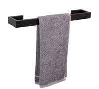 TocTen Portasciugamani da bagno, base quadrata in acciaio inox SUS304, barra per accessori da bagno, resistente, supporto da parete (nero opaco, 40,6 cm)